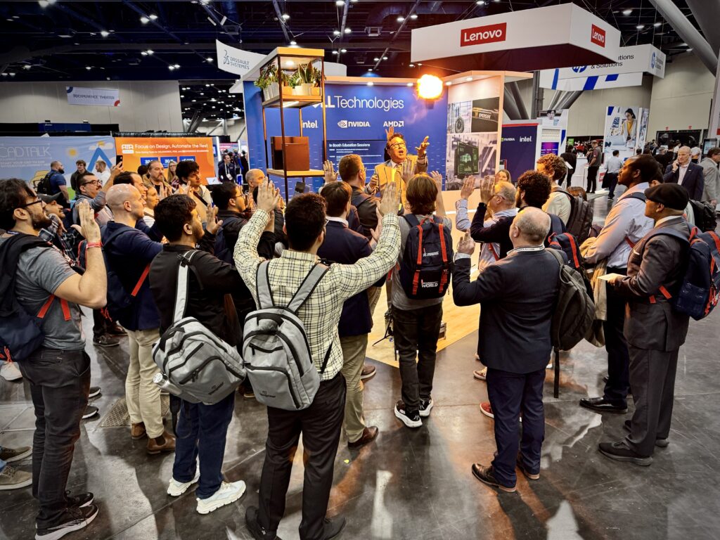 Scott Tokar, trade show magician and corporate mentalist attracts a crowd to the Dell Exhibit in Denver, CO.