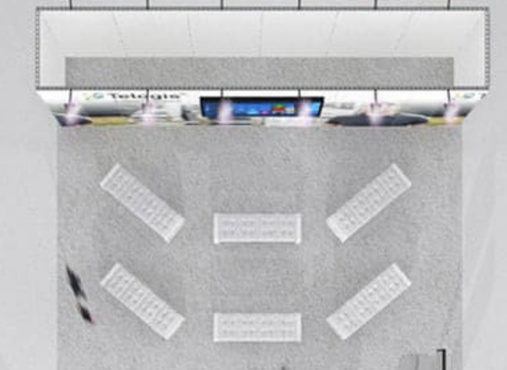 Bench seats in an exhibit at a trade show