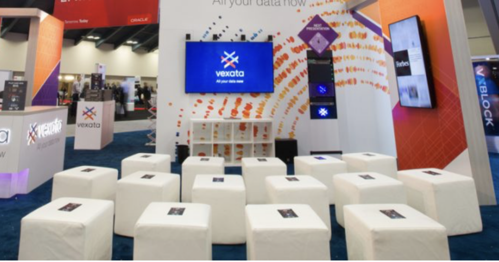 Cube seats in a trade show theater